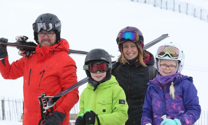 Family at ski slope