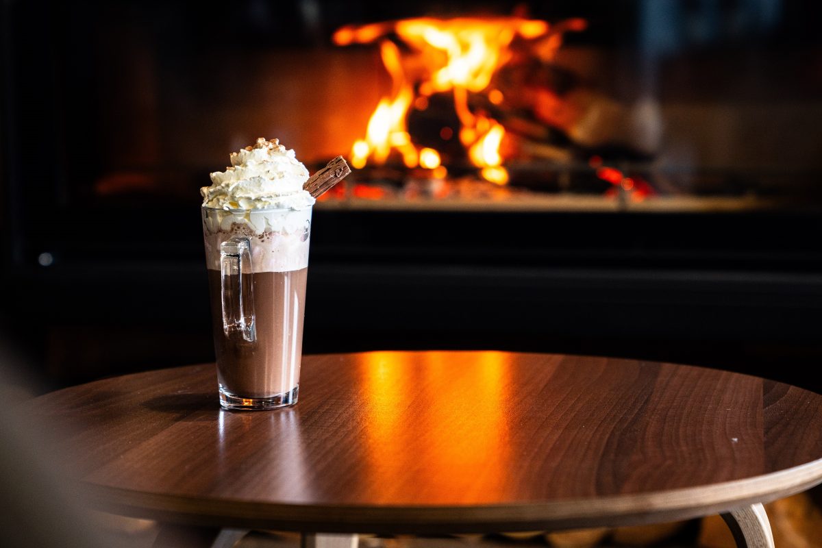 Hot chocolate in front of the fire