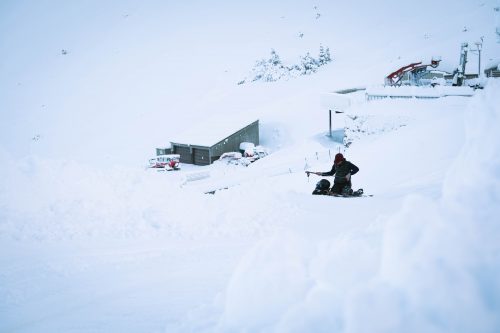 Splitboarder preparing to head Off-Piste