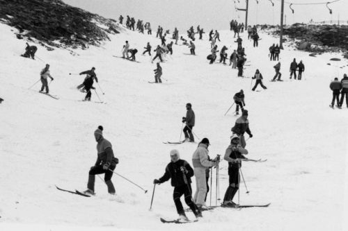 Skiers in the Gunbarrel