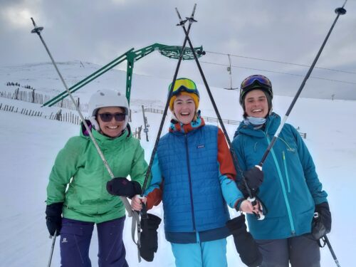 Happy People Skiing