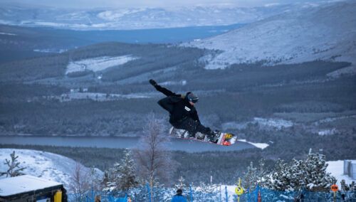 Snowboarder doing jump