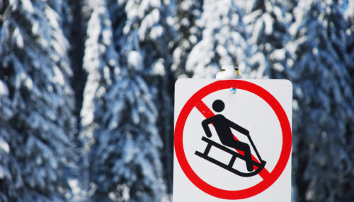No Sledging Sign in Snow