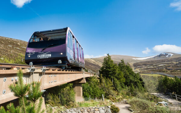 Mountain railway on tracks