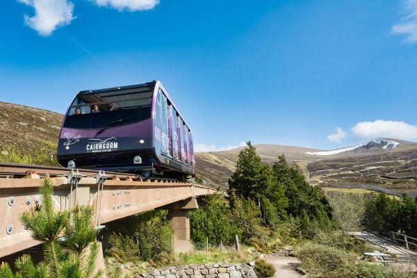 Mountain railway on tracks