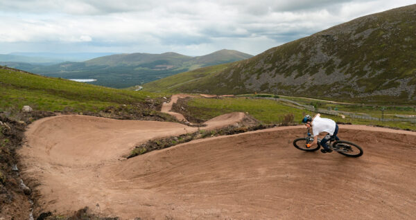 Youth on mountain bike trail