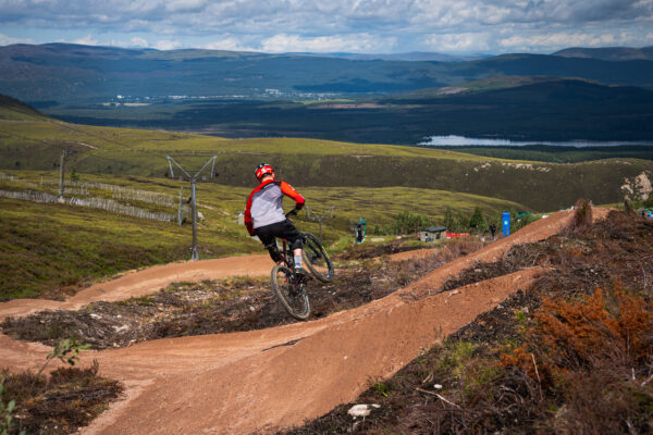Boy on mountain bike trails