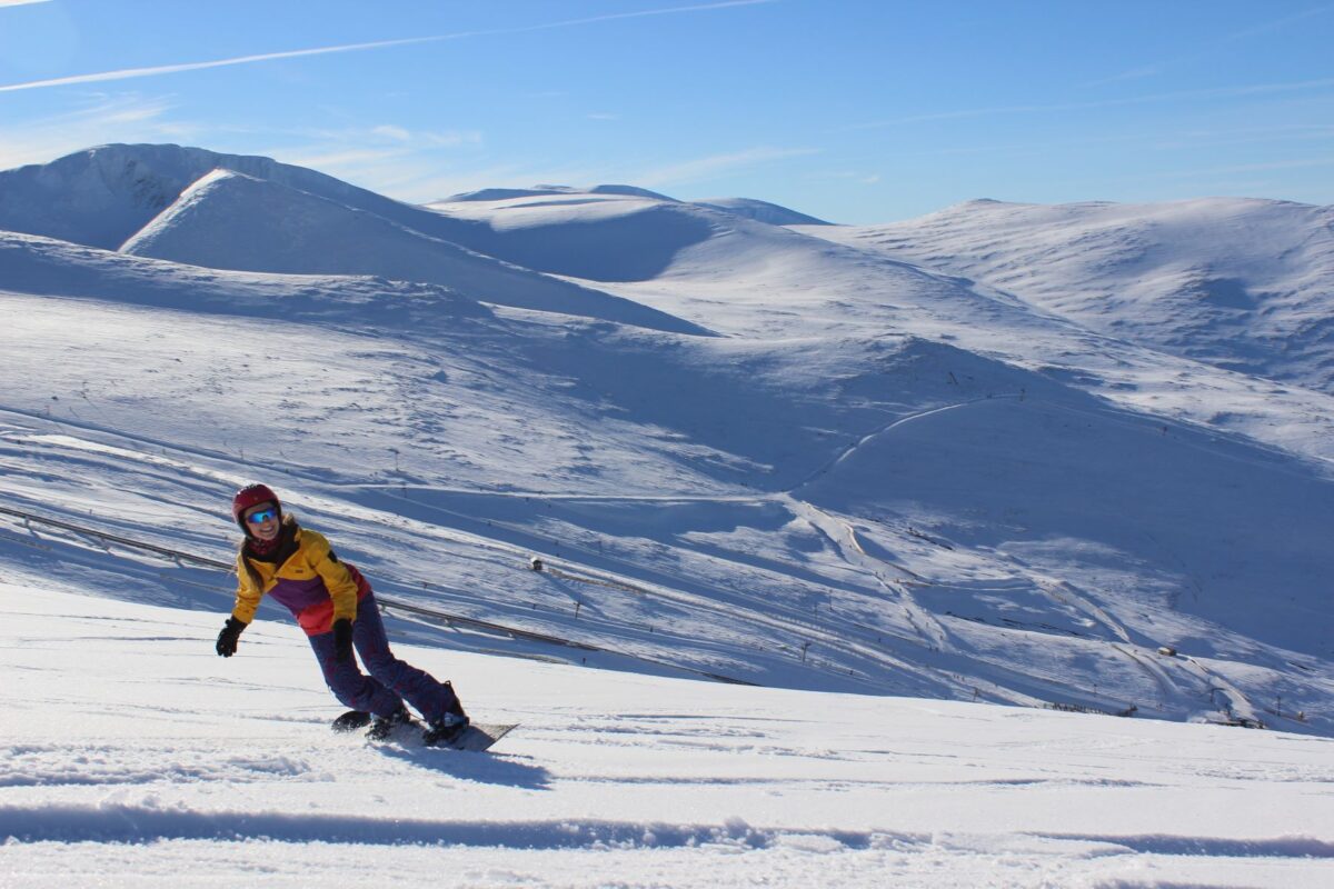 Woman on snowboard