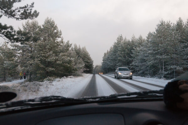 Snow road to Cairngorm Mountain