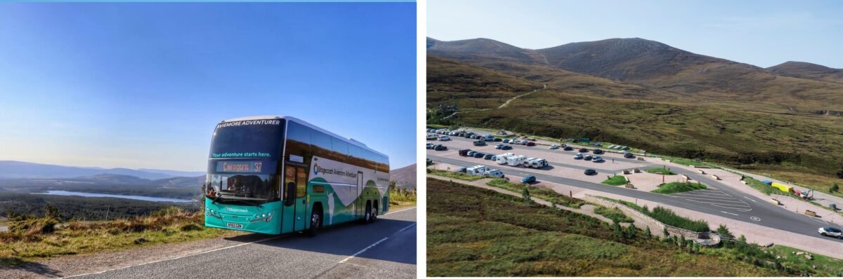 Car park and bus travel at Cairngorm Mountain