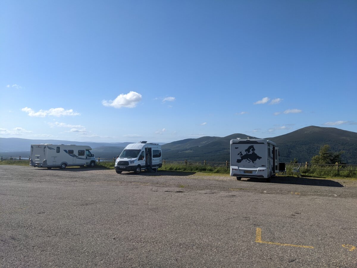Cairngorm Motorhome Site with vehicles parked