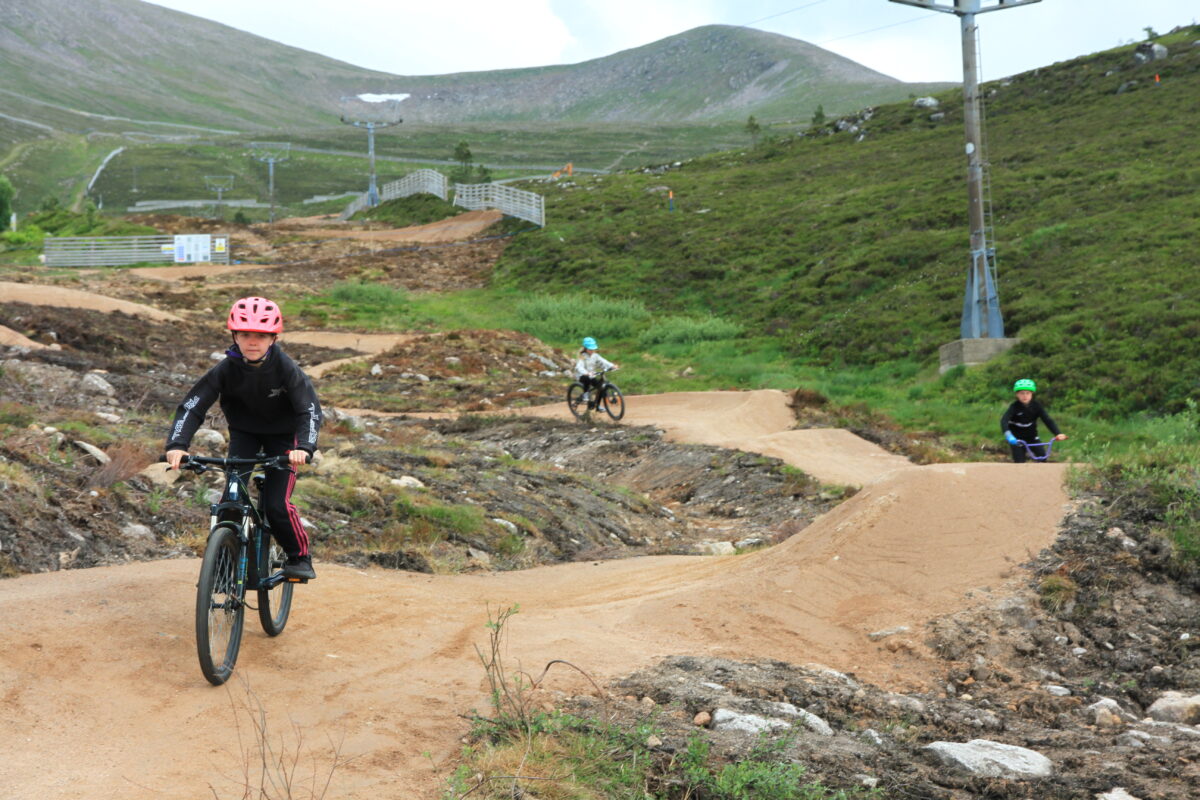 Children on mountain biking trails