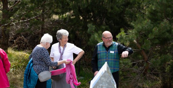 Customers on tour of the mountain garden