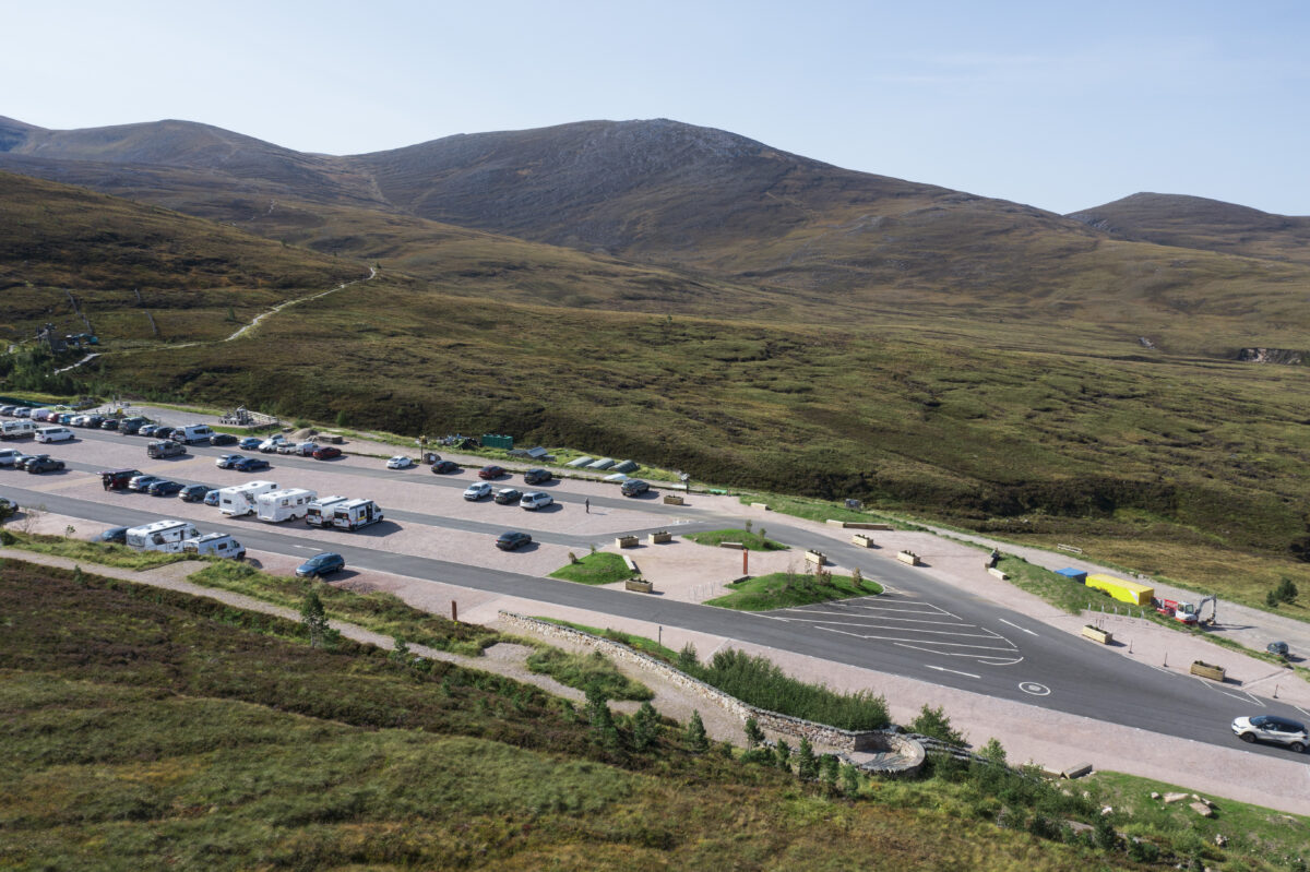 Aerial view of car park