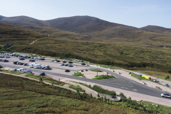 Aerial view of car park