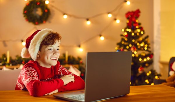 Boy at Christmas smiling