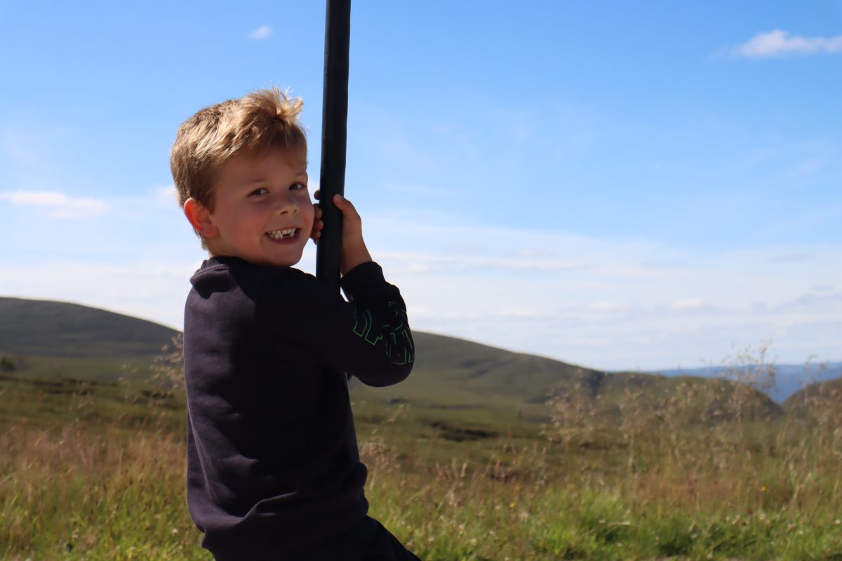 Boy on zip line
