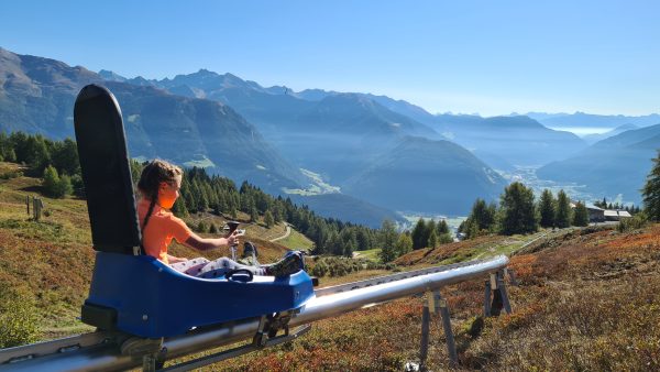 Toboggan ride with mountain view
