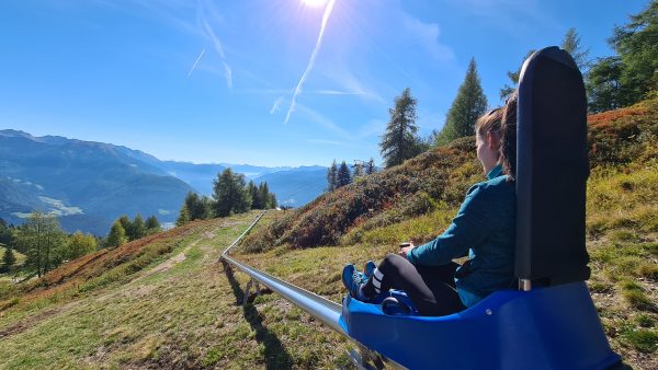Girl riding Mountain Toboggan