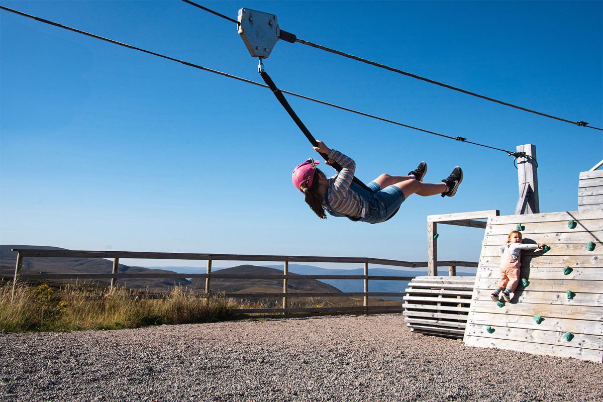 Child on zip line