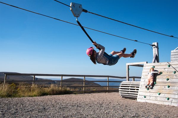 Child on zip line
